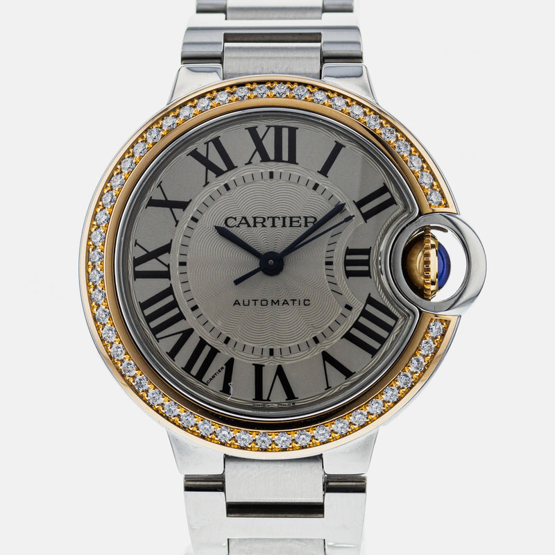 Cartier Ballon Bleu De Cartier Diamonds Silver Dial Silver Steel Strap Watch for Women - WE902080