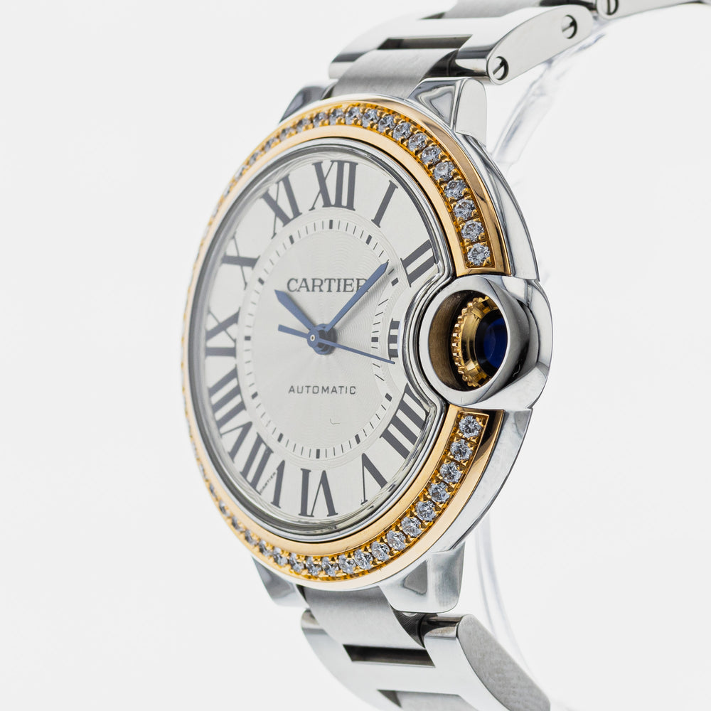 Cartier Ballon Bleu De Cartier Diamonds Silver Dial Silver Steel Strap Watch for Women - WE902080