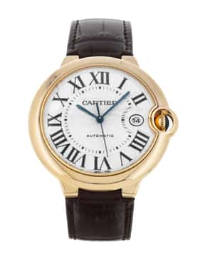 Cartier Ballon Blue de Cartier Silver Dial Brown Leather Strap Watch for Men - W6900551