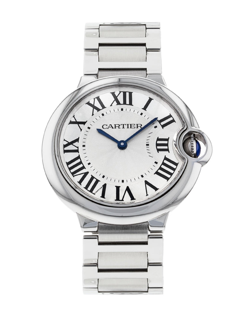 Shop Cartier Ballon Bleu De Cartier Silver Dial Silver Steel Strap Watch for Women - W69011Z4 in USA