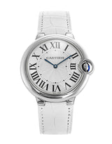 Shop Cartier Ballon Bleu de Cartier Silver Dial White Leather Strap Watch for Women - W6920087 in USA