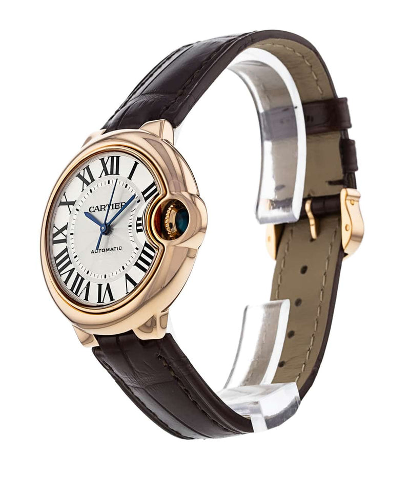 Shop Cartier Ballon Bleu De Cartier Silver Dial Brown Leather Strap Watch for Women - W6920097 in USA