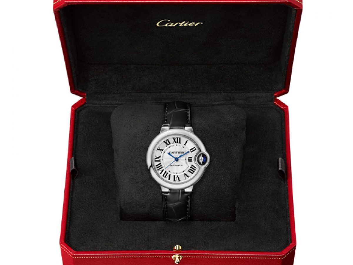 Cartier Ballon Bleu De Cartier Silver Dial Black Leather Strap Watch for Women - WSBB0030