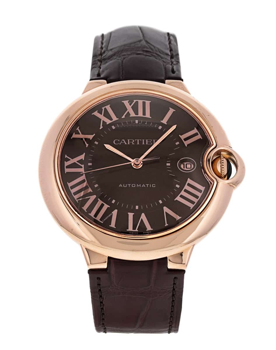 Cartier Ballon Bleu De Cartier Brown Dial Brown Leather Strap Watch for Men - W6920037