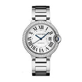 Shop Cartier Ballon Bleu De Cartier Diamonds Silver Dial Silver Steel Strap Watch for Women - WE902035 in USA