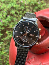 Hugo Boss Associate Black Dial Black Mesh Bracelet Watch for Men - 1513811 Buy Now By Hugo Boss