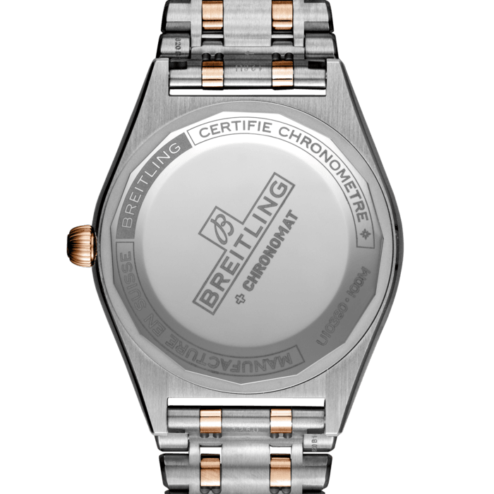 Breitling Chronomat Automatic 36 Diamonds White Dial Two Tone Steel Strap Watch for Women - U10380591A1U1