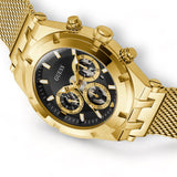 Guess Continental Chronograph Black Dial Gold Mesh Strap Watch For Men - GW0582G2 Buy Now By Guess