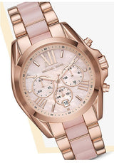 Michael Kors Bradshaw Chronograph Pink Dial Two Tone Steel Strap Watch For Women - MK6830 Buy Now By Michael Kors