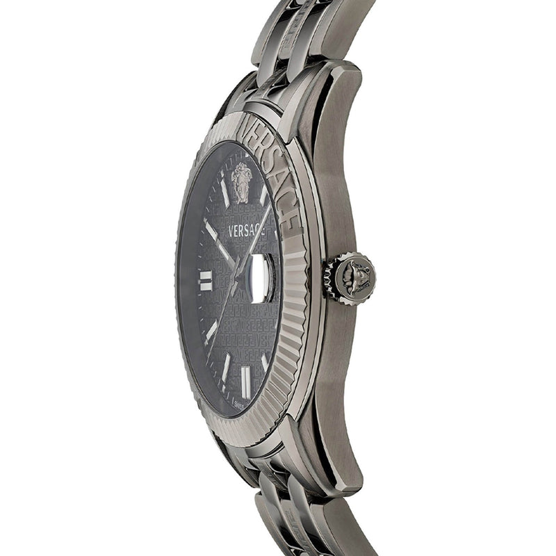 Versace Greca Time Quartz Black Dial Grey Steel Strap Watch for Men - VE3K00622 Buy Now By Versace
