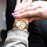 Hugo Boss Flawless Chronograph Gold Dial Gold Steel Strap Watch for Women - 1502532