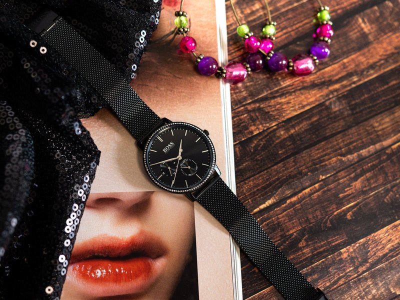 Hugo Boss Infinity Black Dial Black Mesh Bracelet Watch for Women -1502521 Buy Now By Hugo Boss