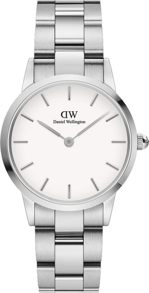 Daniel Wellington Iconic Link White Dial Silver Steel Strap Watch For Women - DW00100207