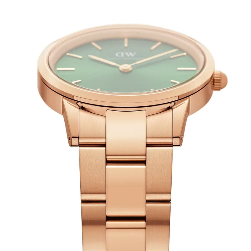 Daniel Wellington Iconic Link Emerald Green Dial Rose Gold Steel Strap Watch For Women - DW00100421 Buy Now By Daniel Wellington