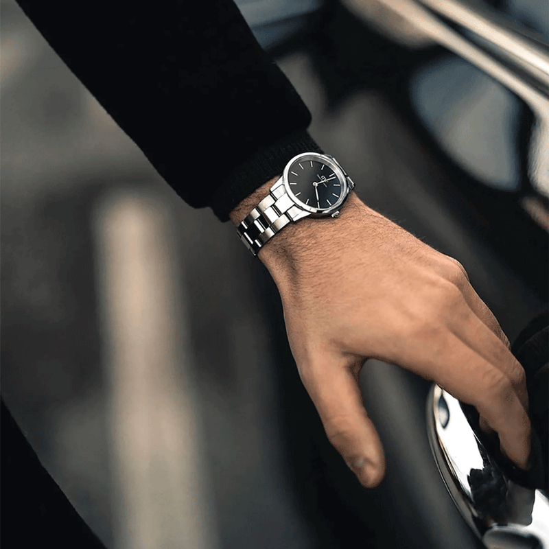 Daniel Wellington Iconic Link Black Dial Silver Steel Strap Watch For Women - DW00100342 Buy Now By Daniel Wellington