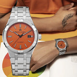 Maurice Lacroix Aikon Limited Edition Automatic Date Orange Dial Silver Steel Strap Watch For Men - AI6008-SS00F-530-1 Buy Now By Maurice Lacroix