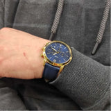 Fossil Neutra Chronograph Blue Dial Blue Leather Strap Watch for Men - FS5790 Buy Now By Fossil
