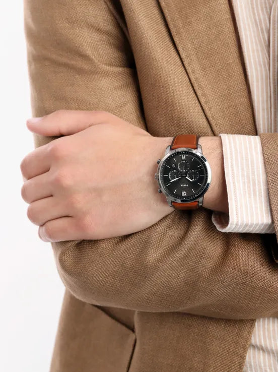 Fossil Neutra Chronograph Grey Dial Brown Leather Strap Watch for Men - FS5512 Buy Now By Fossil
