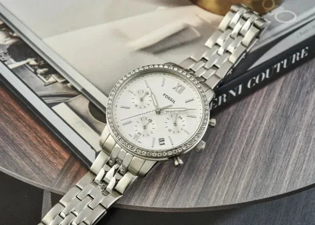 Fossil Neutra Chronograph Silver Dial Silver Steel Strap Watch for Women - ES5217 Buy Now By Fossil