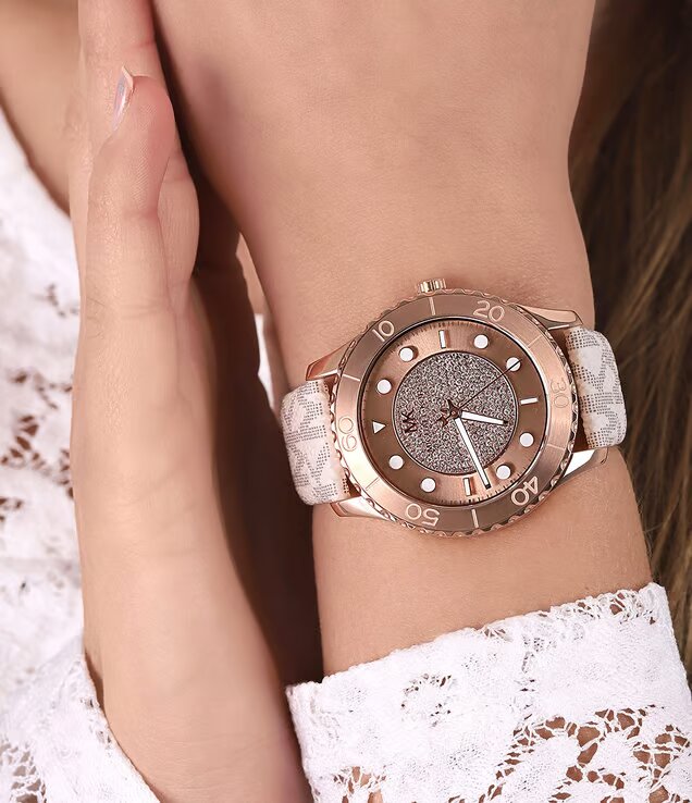 Michael Kors Runway Quartz Rose Gold Dial White Leather Strap Watch For Women - MK6980 Buy Now By Michael Kors