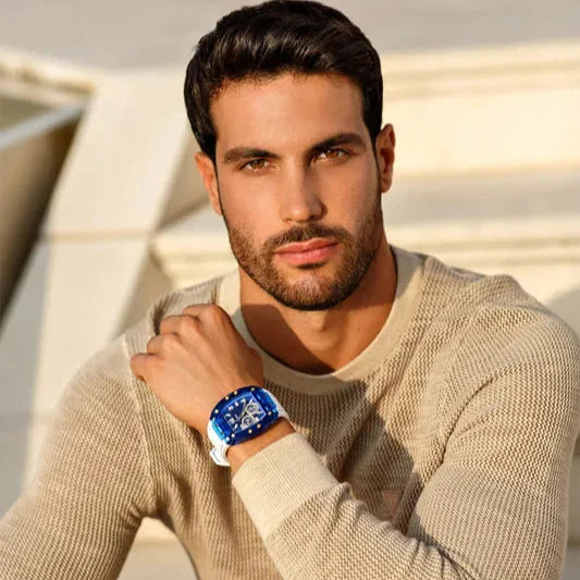 Guess Phoenix Multifunction Blue Dial White Rubber Strap Watch for Men - GW0499G6 Buy Now By Guess