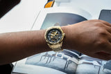 Fossil Bronson Automatic Skeleton Black Dial Gold Steel Strap Watch for Men - ME3257 Buy Now By Fossil