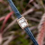Emporio Armani Gianni T Bar Crystals Silver Dial Blue Leather Strap Watch For Women - AR11469 Buy Now By Emporio Armani