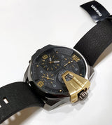 Diesel Uber Chief Two Hand Black Dial Black Leather Strap Watch For Men - DZ7377 Buy Now By Diesel