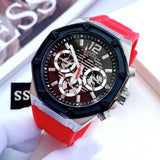 Guess Momentum Black Dial Red Rubber Strap Watch for Men - GW0263G3 Buy Now By Guess