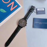 Tommy Hilfiger Aden Chronograph Black Dial Black Leather Strap Watch for Men - 1791310 Buy Now By Tommy Hilfiger