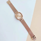 Guess Tapestry Diamonds Rose Gold Dial Rose Gold Mesh Bracelet Watch for Women - GW0354L3