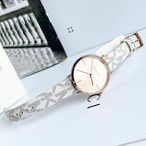 Michael Kors Jayne Three Hand Rose Gold Dial White Leather Strap Watch For Women - MK7128 Buy Now By Michael Kors