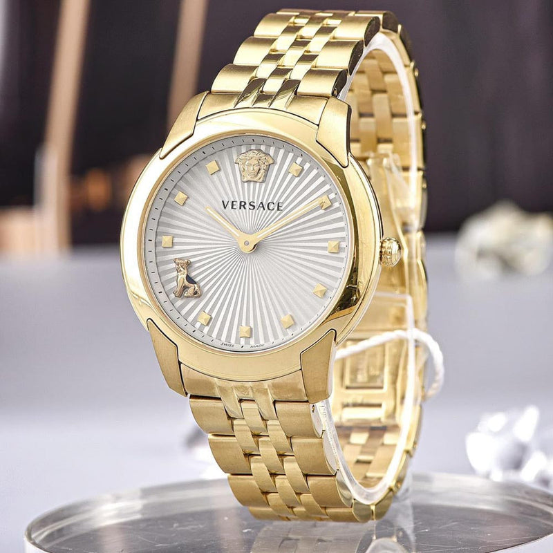 Versace Audrey Quartz Grey Dial Gold Steel Strap Watch for Women - VELR00719 Buy Now By Versace