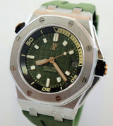 Audemars Piguet Royal Oak Offshore Diver Green Dial Green Rubber Strap Watch for Men - 15720ST.OO.A052CA.01