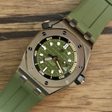 Audemars Piguet Royal Oak Offshore Diver Green Dial Green Rubber Strap Watch for Men - 15720ST.OO.A052CA.01