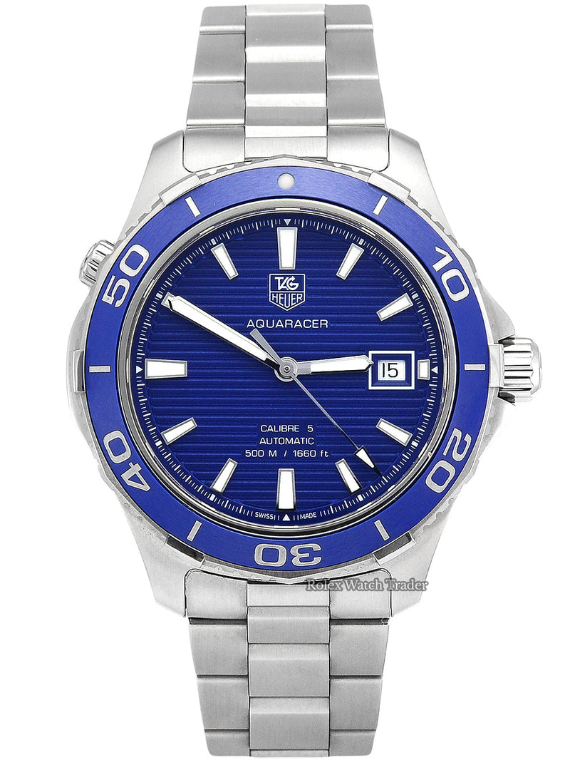 Tag Heuer Aquaracer Calibre 5 Automatic Blue Dial Silver Steel Strap Watch for Men - WAK2111.BA0830 Buy Now By Tag Heuer
