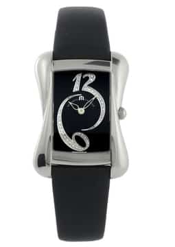Shop Maurice Lacroix Divina Black Dial with Diamonds Black Leather Strap Watch for Women - DV5012-SD531-120 in USA