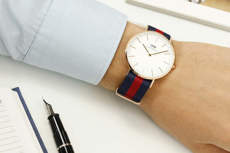 Shop Daniel Wellington Classic Oxford White Dial Two Tone NATO Strap Watch For Men - DW00100001 in USA
