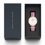 Shop Daniel Wellington Classic Canterbury White Dial Two Tone Nylon Strap Watch For Men - DW00100002 in USA