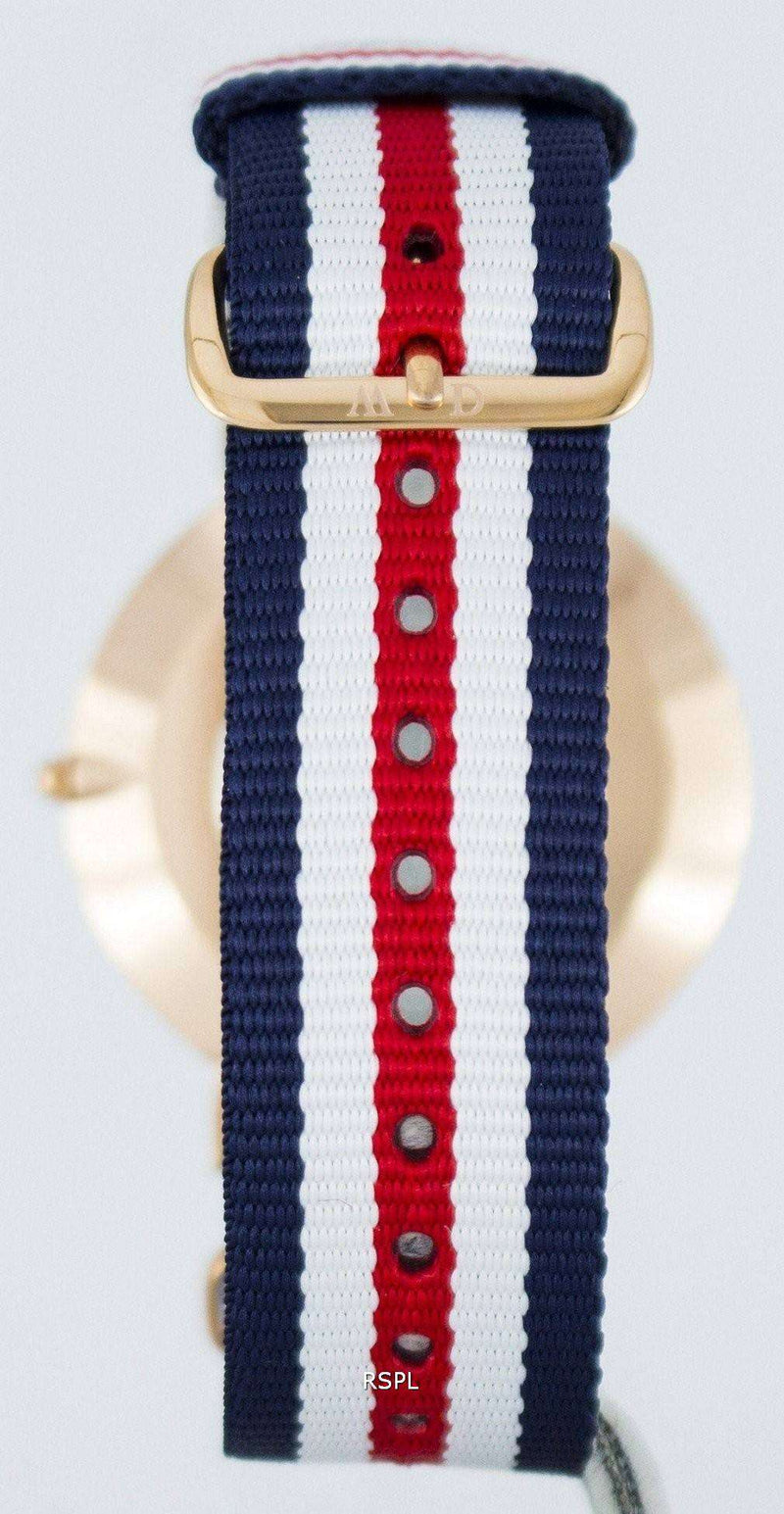Shop Daniel Wellington Classic Canterbury White Dial Two Tone Nylon Strap Watch For Men - DW00100002 in USA