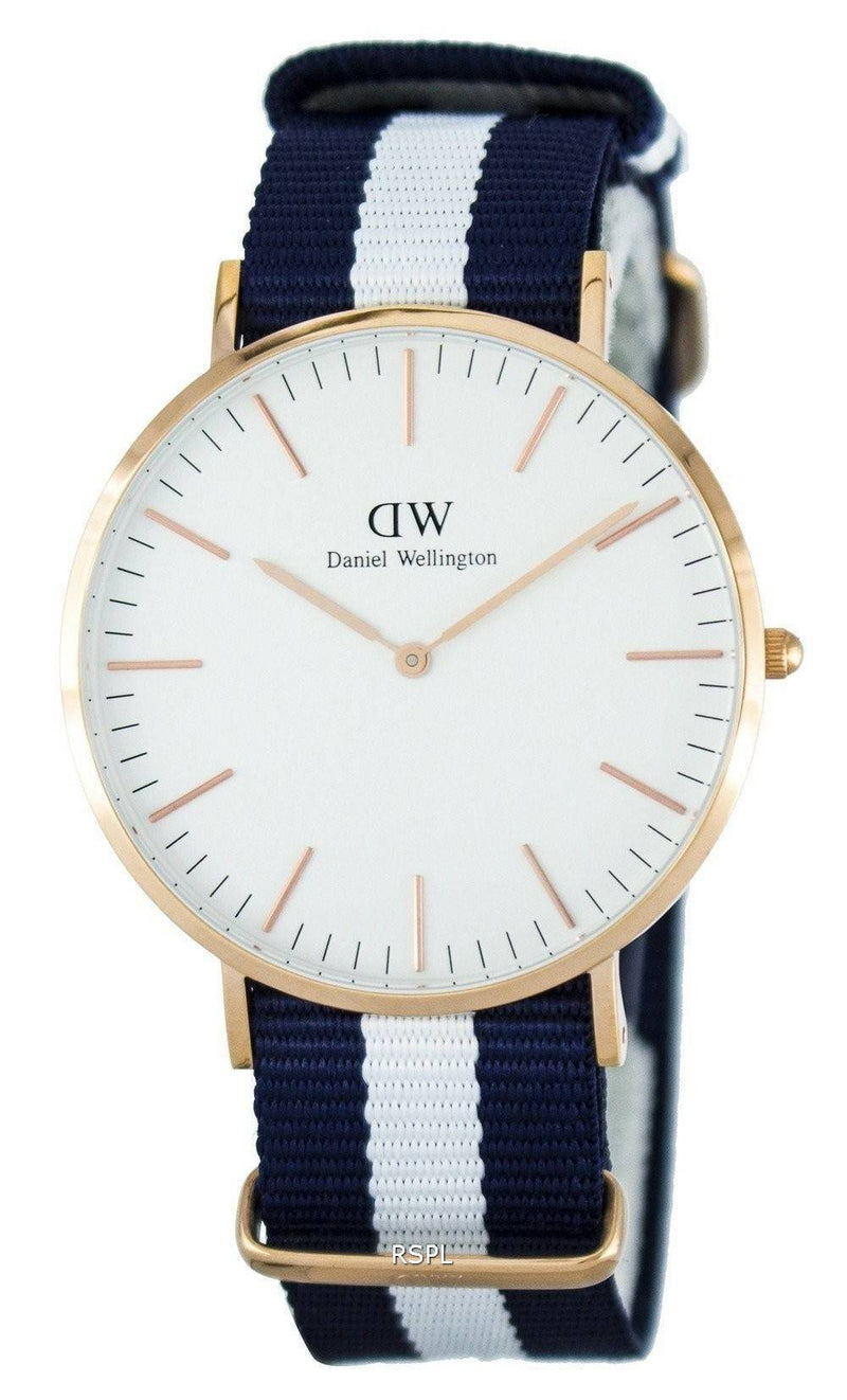 Shop Daniel Wellington Classic Glasgow White Dial Two Tone NATO Strap Watch for Men - DW00100004 in USA