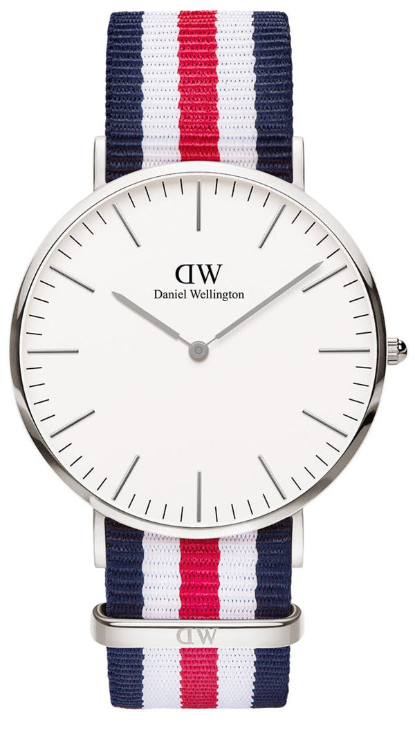 Shop Daniel Wellington Classic Canterbury White Dial Two Tone Nylon Strap Watch For Men - DW00100016 in USA