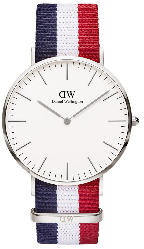 Shop Daniel Wellington Classic Cambridge White Dial Two Tone Nylon Strap Watch For Men - DW00100017 in USA