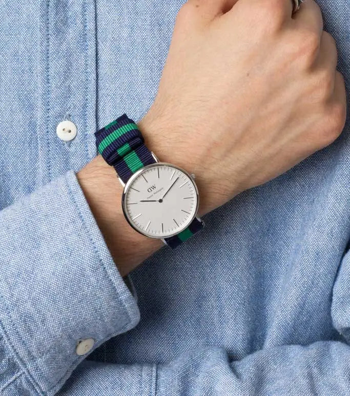 Shop Daniel Wellington Classic Warwick White Dial Two Tone Nylon Strap Watch for Men - DW00100019 in USA