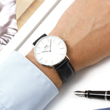Daniel Wellington Classic Sheffield White Dial Black Leather Strap Watch For Men - DW00100020