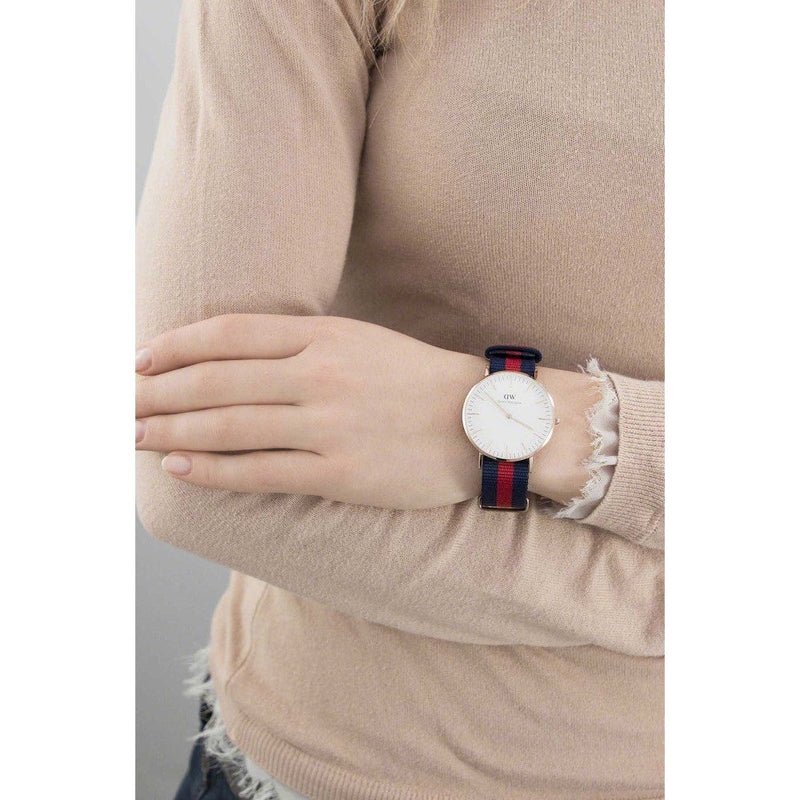 Shop Daniel Wellington Classic Oxford White Dial Two Tone NATO Strap Watch For Women - DW00100029 in USA