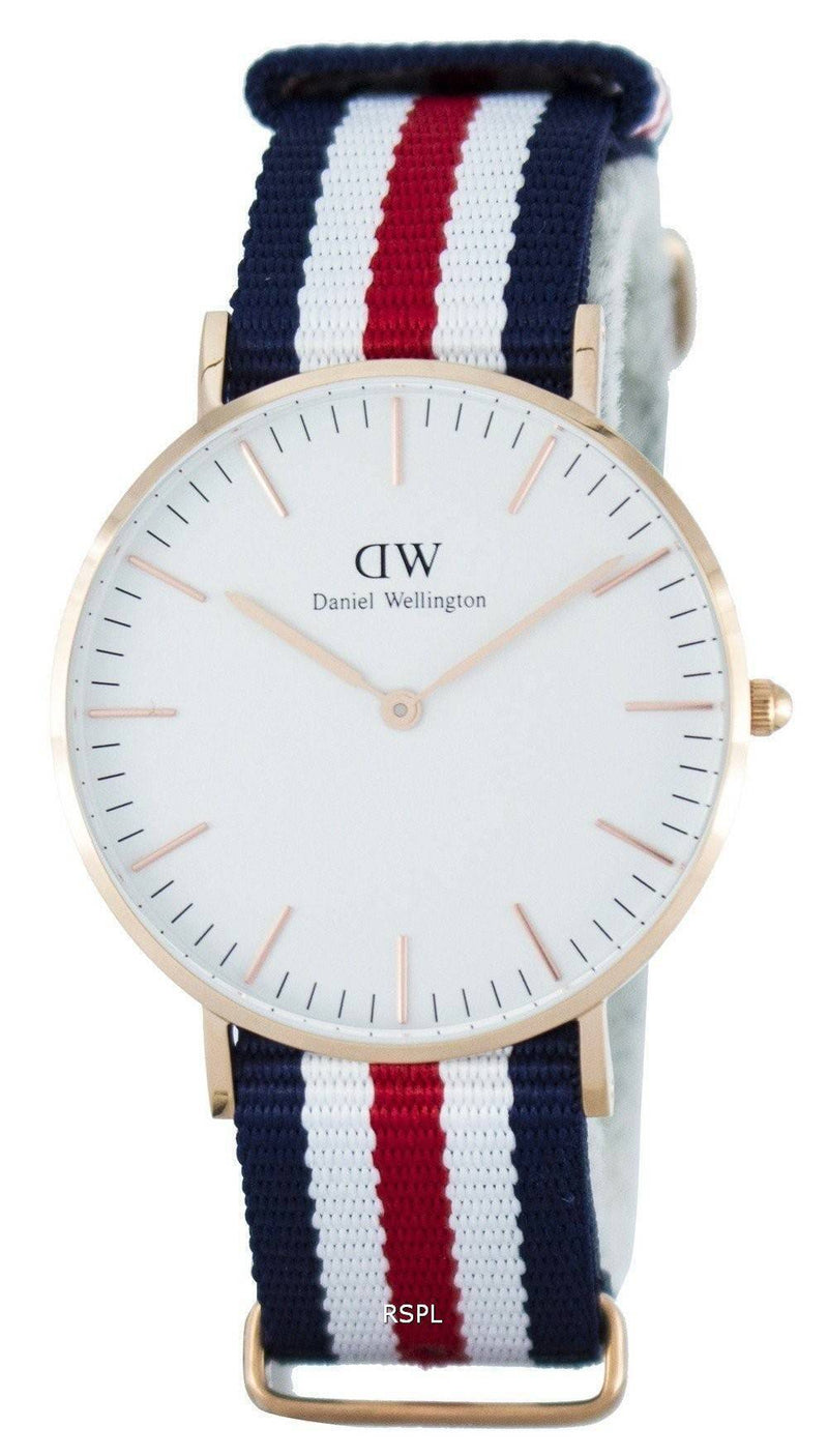 Shop Daniel Wellington Classic Canterbury White Dial Two Tone NATO Strap Watch For Women - DW00100030 in USA