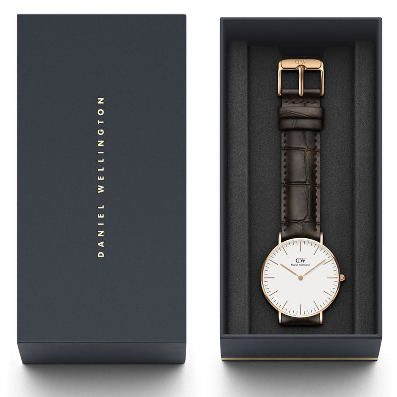 Daniel Wellington Classic York White Dial Brown Leather Strap Watch For Women - DW00100038 Buy Now By Daniel Wellington