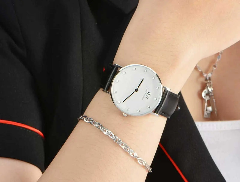 Daniel Wellington Classy Sheffield White Dial Black Leather Strap Watch For Women - DW00100080 Buy Now By Daniel Wellington