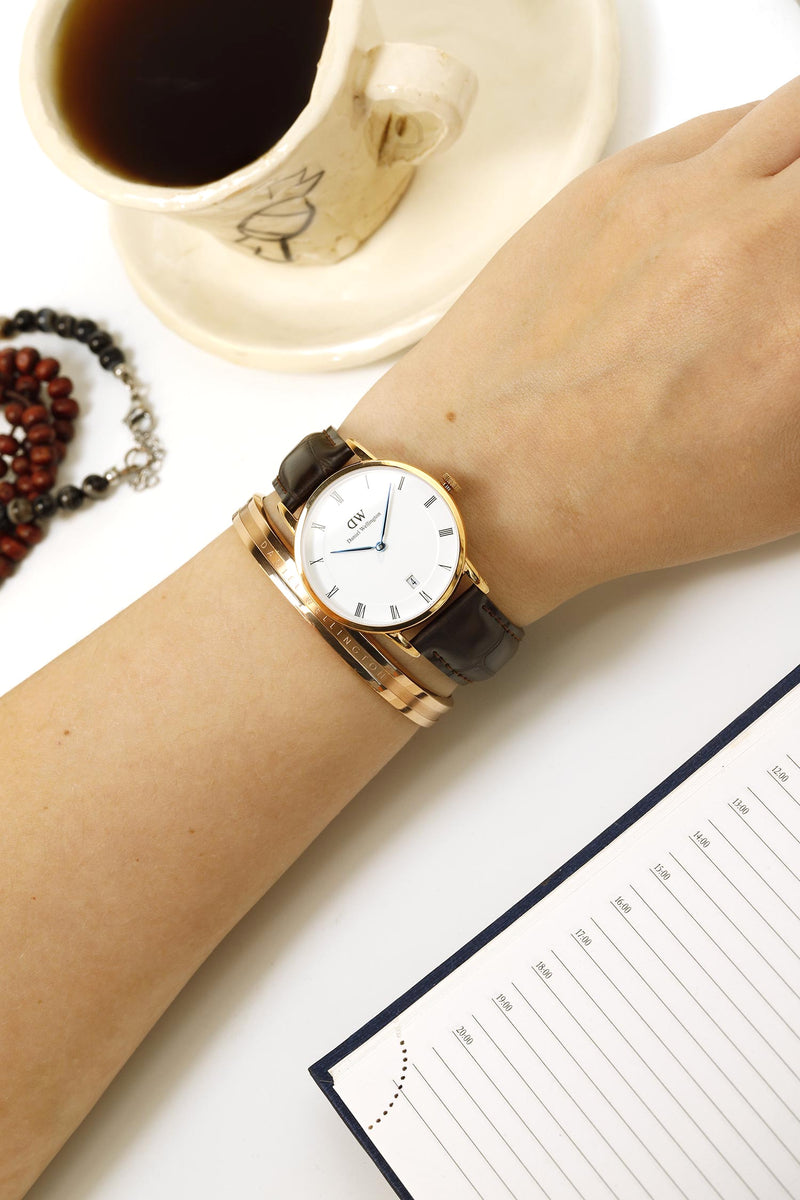 Daniel Wellington Dapper York White Dial Brown Leather Strap Watch For Women - DW00100093 Buy Now By Daniel Wellington